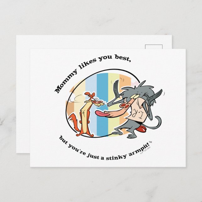 Weasel & Baboon "Mummy Likes You Best" Postcard (Front/Back)
