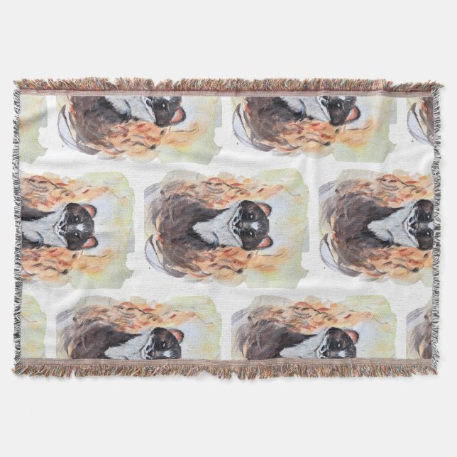 Weasel Magic Humour Totem Harmony Watercolor Mysti Throw Blanket (Front)