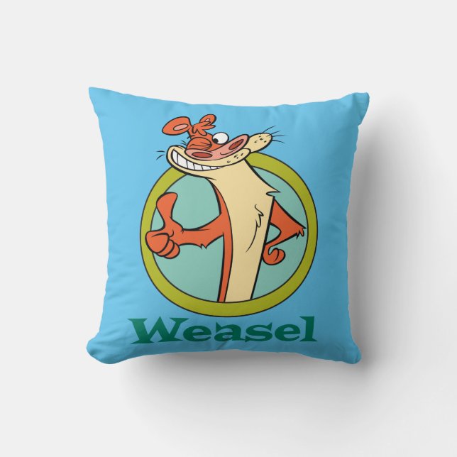 Weasel Thumbs Up Character Graphic Cushion (Front)