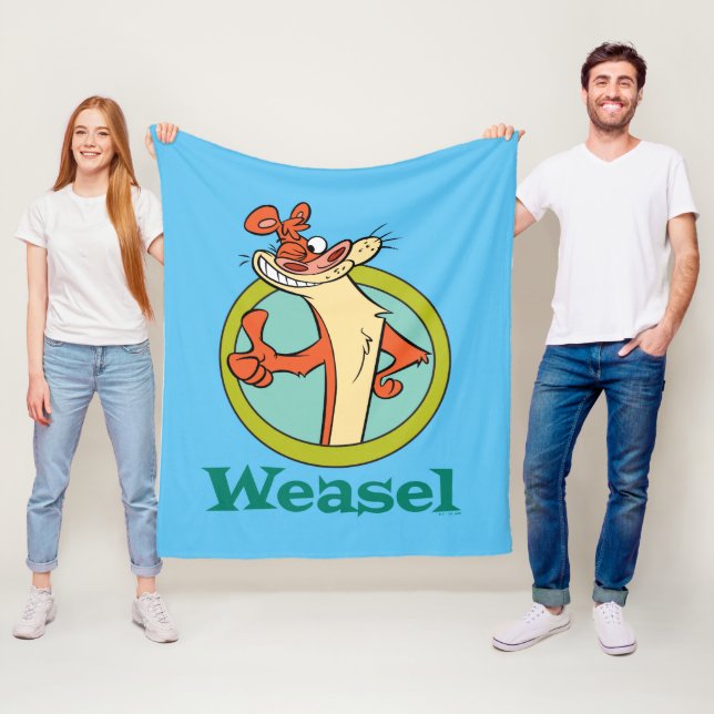 Weasel Thumbs Up Character Graphic Fleece Blanket (In Situ)