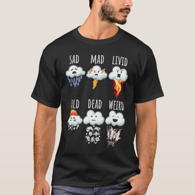 Weather Clouds Differences Report Weather Forecast T-Shirt (Front)
