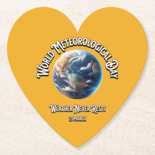 Weather Never Rests. World Meteorological Day. Paper Coaster