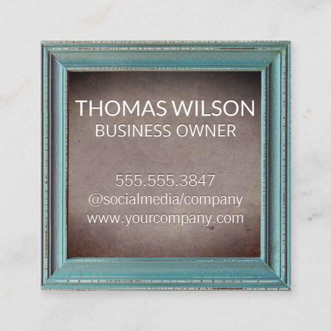 Weather Old Frame | Brown Texture Square Business Card (Front)