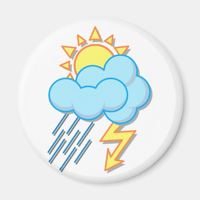 Weather sun rain lightning weather sun magnet (Front)
