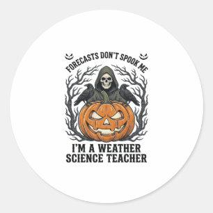 Weather Teacher Halloween Spooky Reaper Pumpkin De Classic Round Sticker