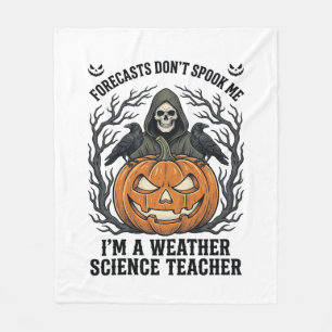 Weather Teacher Halloween Spooky Reaper Pumpkin De Fleece Blanket