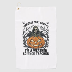 Weather Teacher Halloween Spooky Reaper Pumpkin De Golf Towel