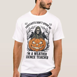 Weather Teacher Halloween Spooky Reaper Pumpkin De T-Shirt