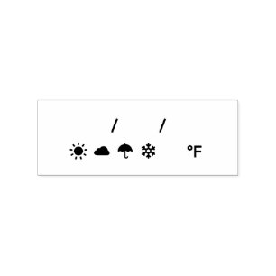 Weather, Temperature & Date - Fahrenheit Rubber Stamp