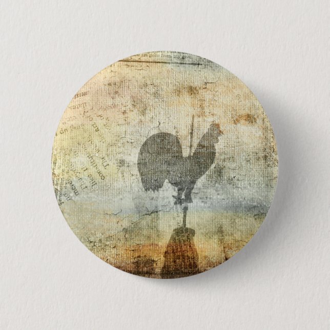 Weather Vane Rooster 6 Cm Round Badge (Front)