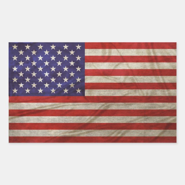 Weathered American Flag Rectangular Sticker (Front)