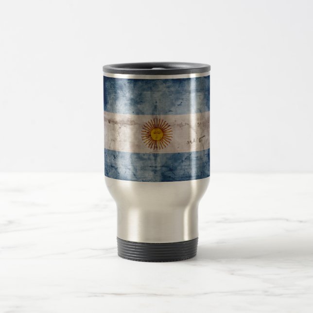 Weathered Argentina Flag Travel Mug (Center)