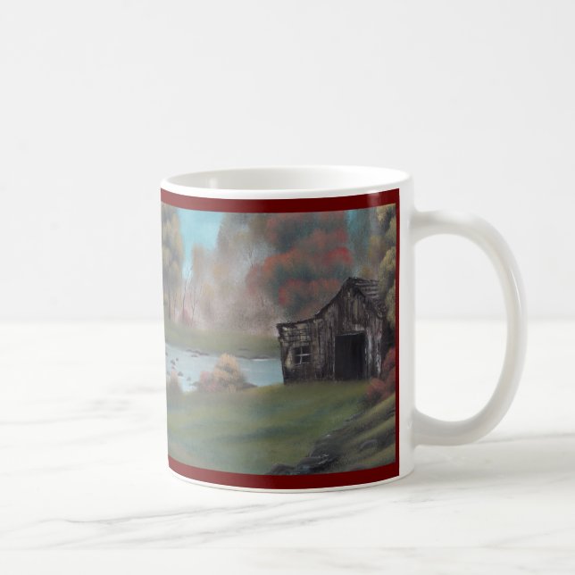 Weathered Barn by Pond Two Sided Mug (Right)