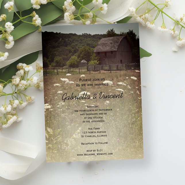 Weathered Barn Country Farm Wedding Invitation (Creator Uploaded)