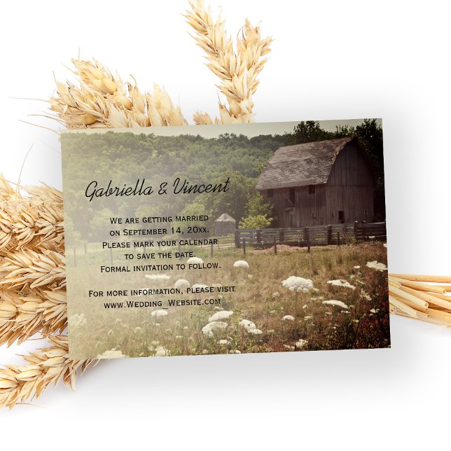 Weathered Barn Country Farm Wedding Save the Date Invitation (Creator Uploaded)