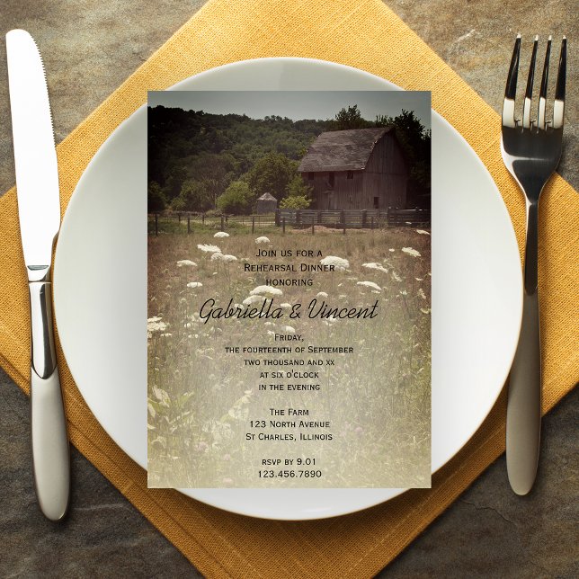 Weathered Barn Country Wedding Rehearsal Dinner Invitation (Creator Uploaded)
