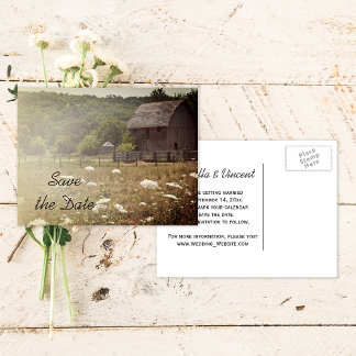 Weathered Barn Country Wedding Save the Date Announcement Postcard