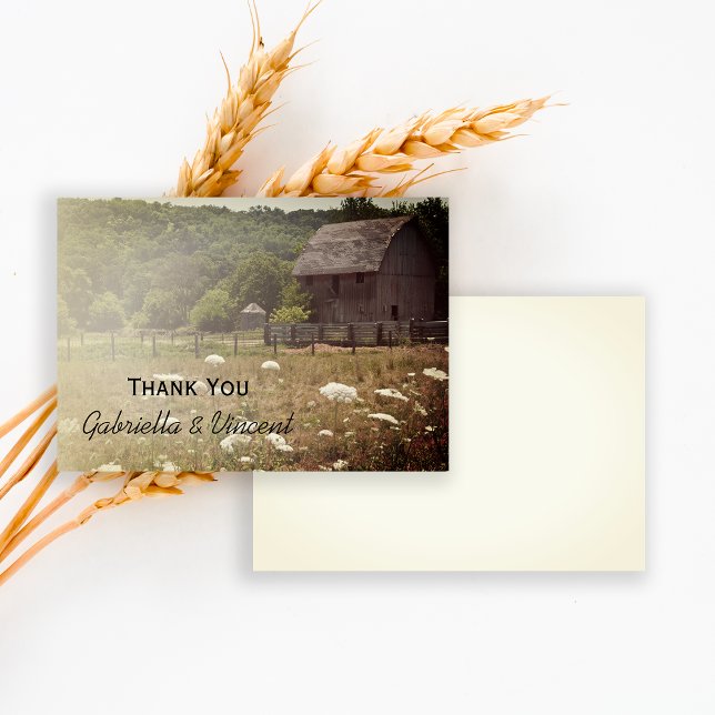 Weathered Barn Country Wedding Thank You Note Invitation (Creator Uploaded)