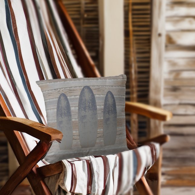 Weathered Beach Driftwood Surfboard  Cushion (Weathered Beach Driftwood Surfboard Throw Pillow)