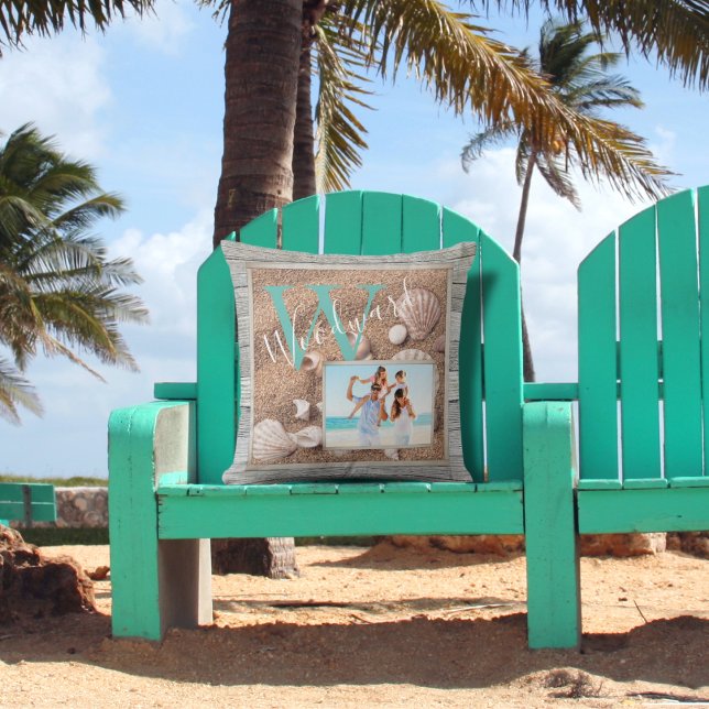 Weathered Beach Wood Sand Monogram Cushion (Creator Uploaded)