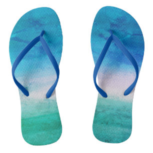 Weathered Beachy Blue Green Ocean Jandals