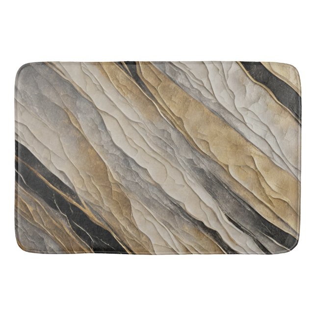 Weathered Black and Gold Stripe Bath Mat (Front)