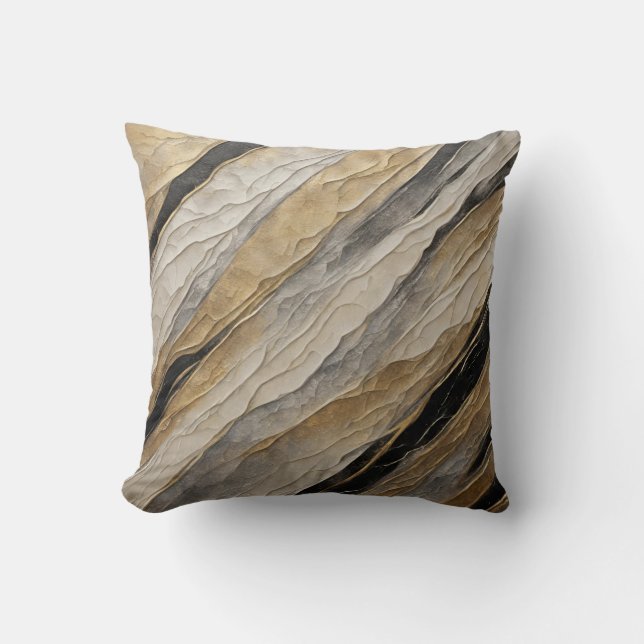 Weathered Black and Gold Stripe Cushion (Front)