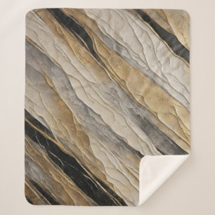 Weathered Black and Gold Stripe Sherpa Blanket