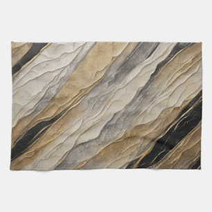 Weathered Black and Gold Stripe Tea Towel