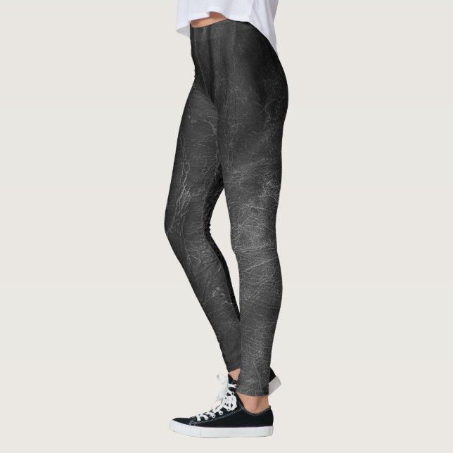 weathered black leather leggings (Left)
