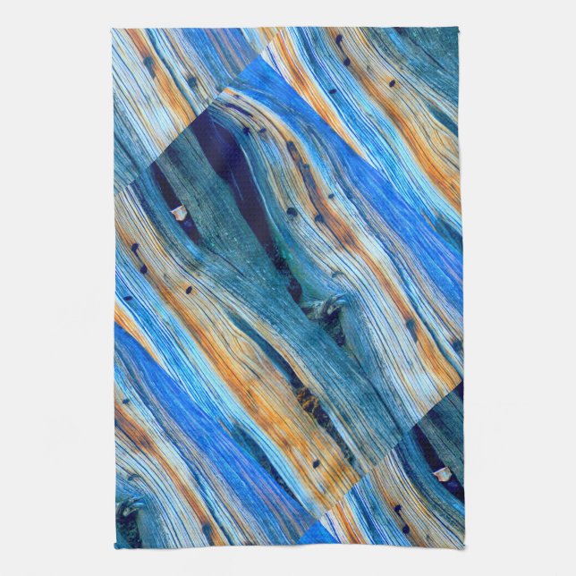 weathered blue barn boards tea towel (Vertical)