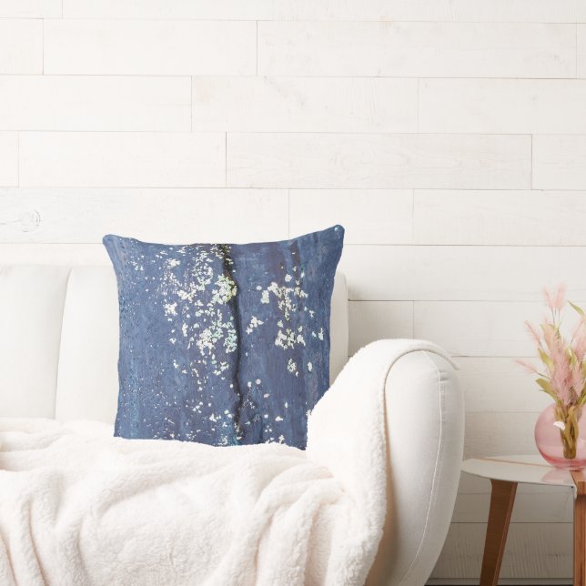 Weathered Blue Paint Abstract  Cushion (Couch)