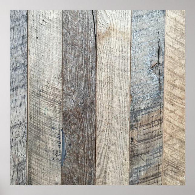 Weathered Boards Wood Plank Background Texture Poster (Front)