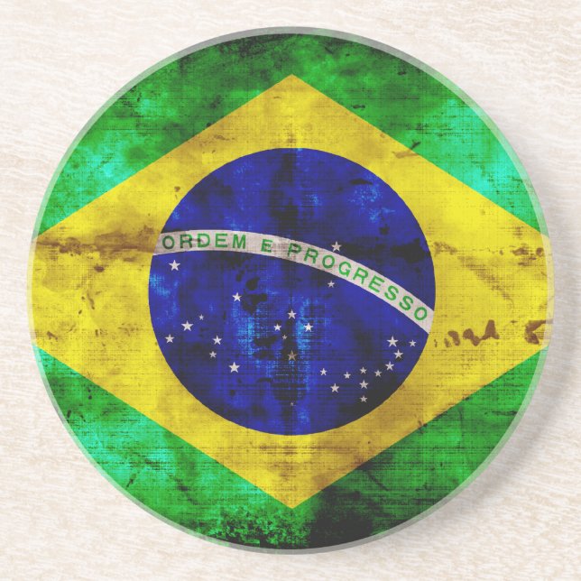 Weathered Brazil Flag Coaster (Front)