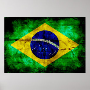 Weathered Brazil Flag Poster