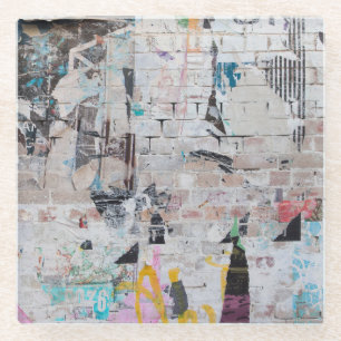 Weathered Brick: Urban Poster Wall. Glass Coaster