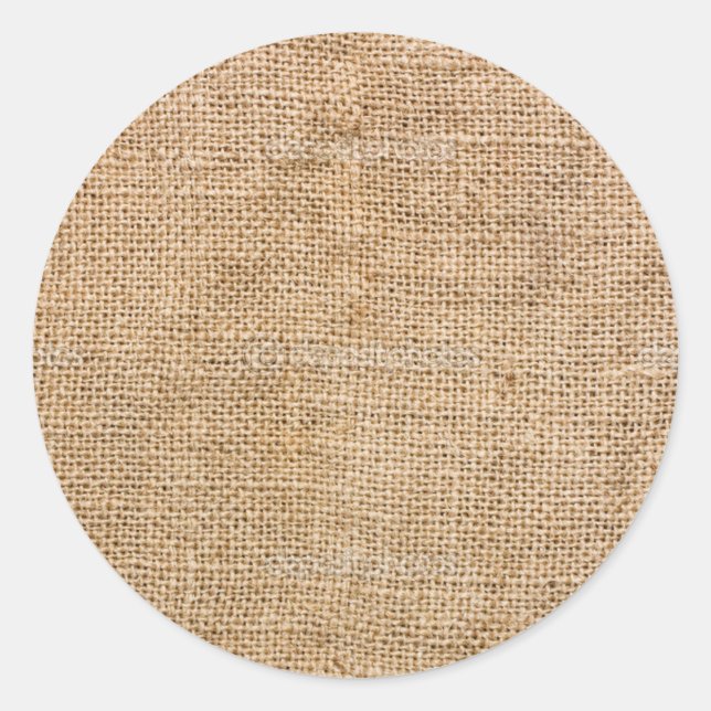 Weathered Burlap Classic Round Sticker (Front)