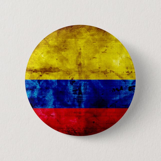 Weathered Colombia Flag 6 Cm Round Badge (Front)