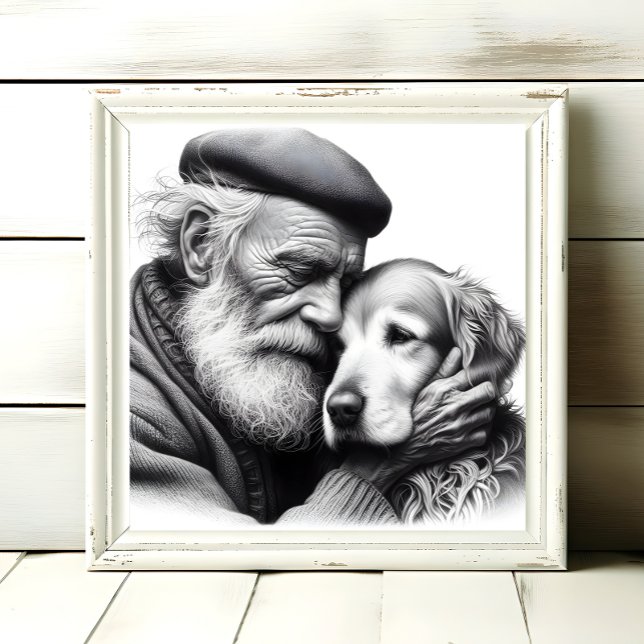 Weathered Companions Elderly Man with his Dog Photo Print (Creator Uploaded)