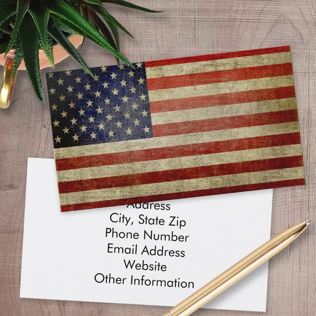Weathered, distressed American Flag Business Card (Custom Business Card)
