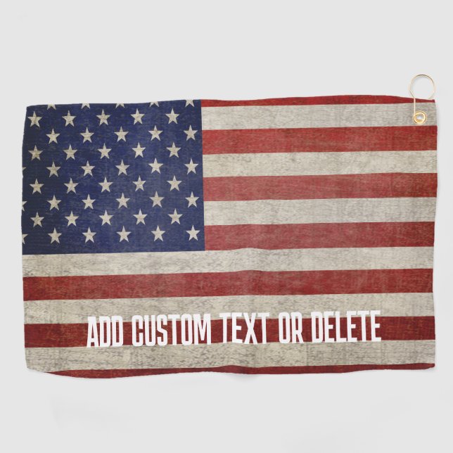 Weathered, distressed American Flag Golf Towel (Horizontal)
