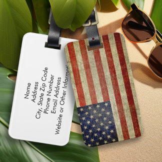 Weathered, distressed American Flag Luggage Tag