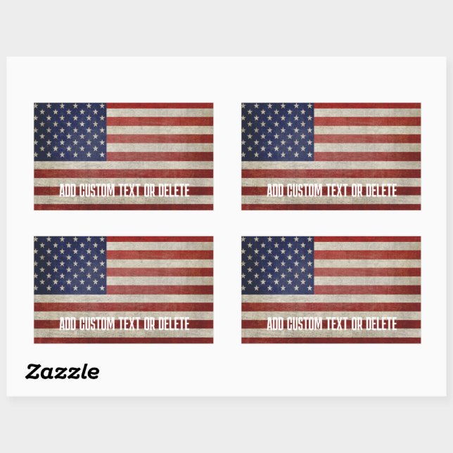 Weathered, distressed American Flag Rectangular Sticker (Sheet)