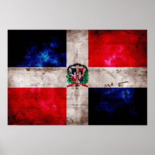 Weathered Dominican Republic Flag Poster (Front)