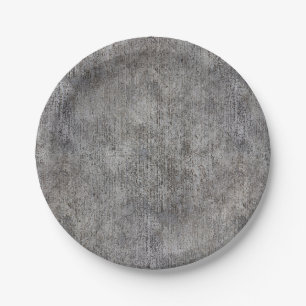 Weathered Grey Cement Sidewalk Paper Plate