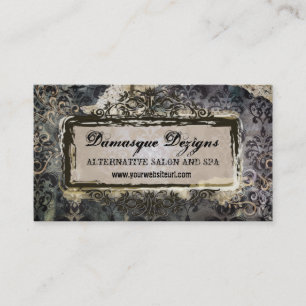 Weathered Grunge Damask Business Card