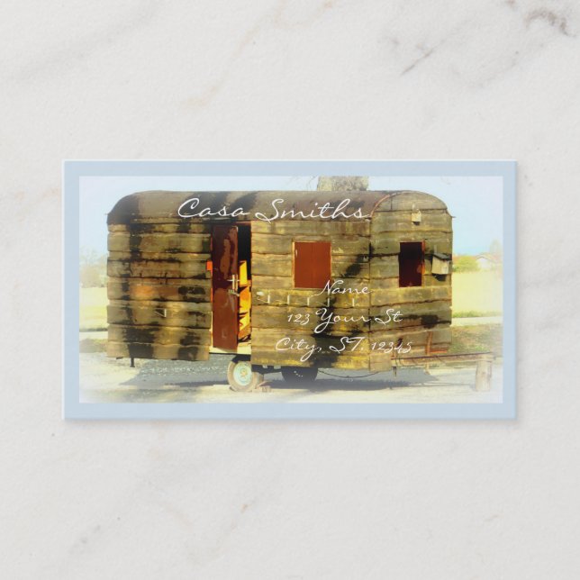 Weathered gypsy caravan Thunder_Cove any colour Business Card (Front)