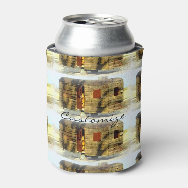 Weathered gypsy caravan Thunder_Cove any colour Can Cooler (Can Front)