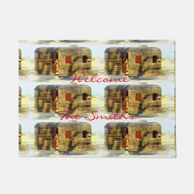 Weathered gypsy caravan Thunder_Cove any colour Doormat (Front)