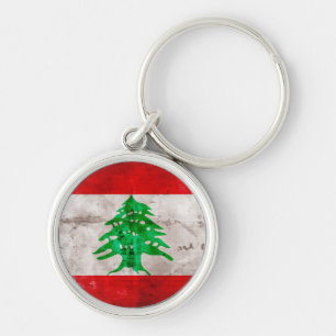 Weathered Lebanon Flag Key Ring